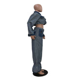 Cropped Contrast Denim Set image 4