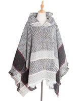 Fashion Shawl for women, striped, with Hood - Light Grey image
