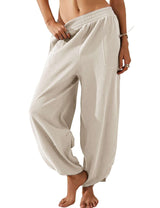 Loose-Fit Harem Pants - L, Off White image