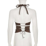 Faux Leather Halter Top with O-Ring Detail image 5