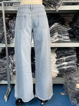 Wide-Leg Jeans with Frayed Hem image 4