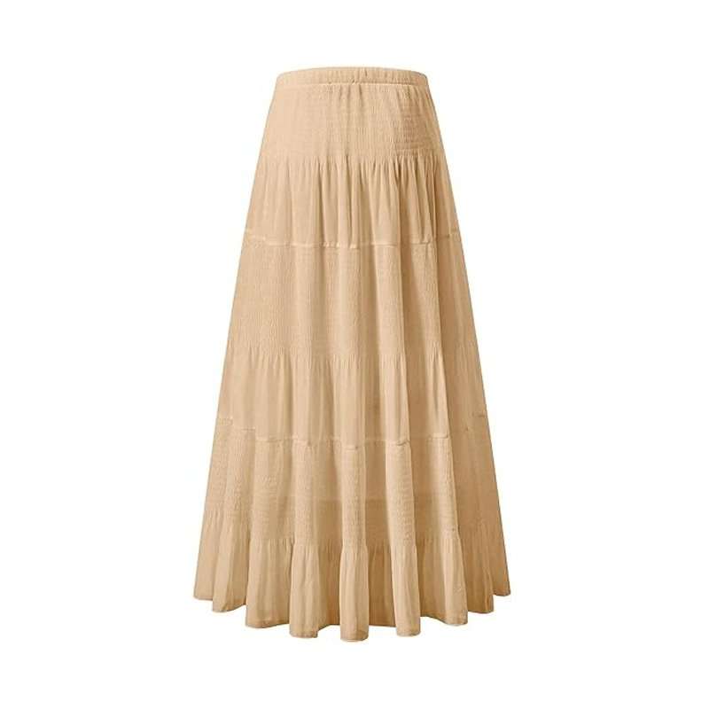 High Waist Pleated A-Line Flared Maxi Skirts image 6