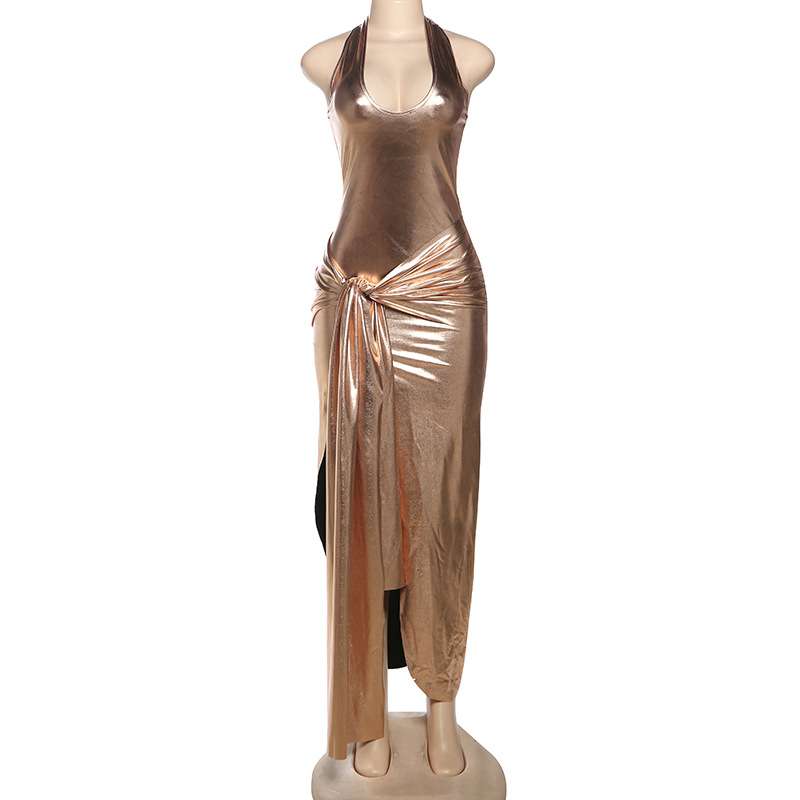 Metallic Tie-Front Maxi Dress image 7