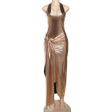 Metallic Tie-Front Maxi Dress image 7