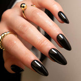 Candy Color Wearable Fake Nails - Free Size, Black image