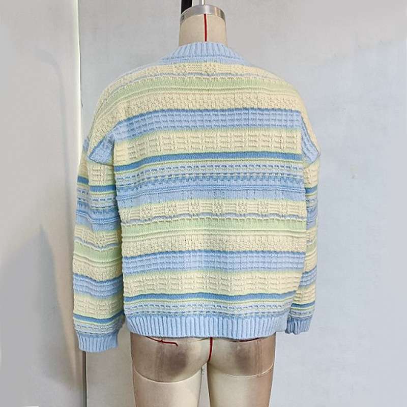 Versatile Striped Knit Cardigan Jacket image 3