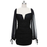 Sparkly V Neck Lantern Sleeve Club Party Dress image 6