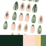 Green and Nude Nail Art image 4