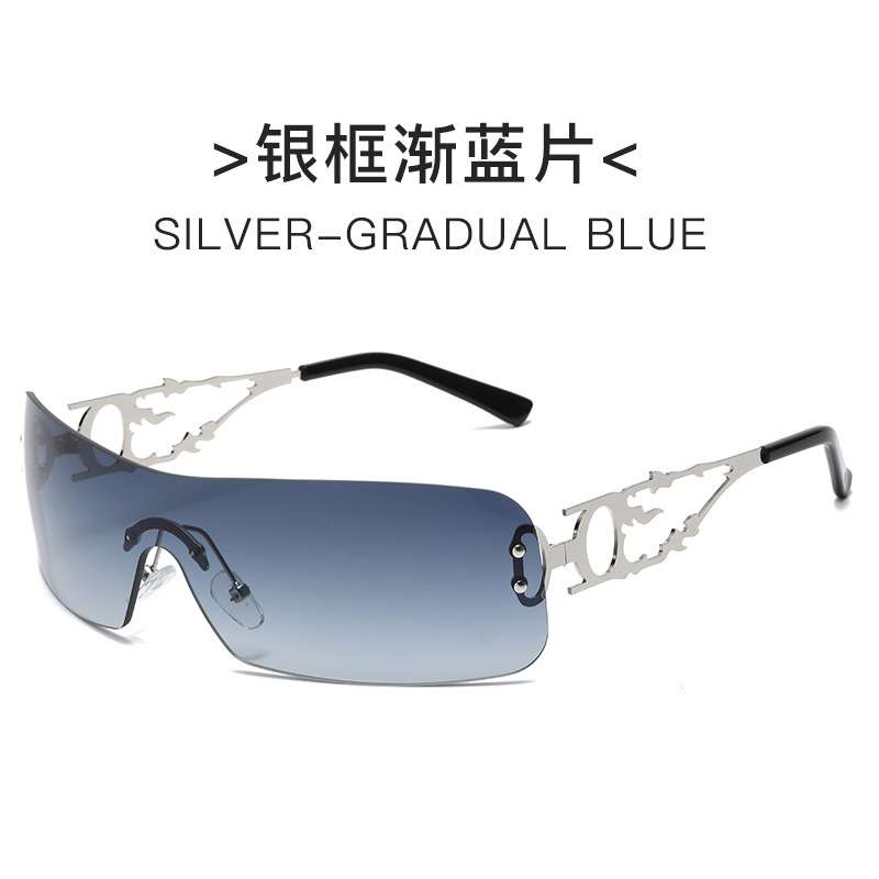 Silver-Frame Gradient Blue Sunglasses image 6