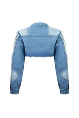 Chain Fashion Denim Coat Short Jacket image 2
