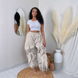 Ruffled Cargo Pants with Drawstring Hem image 7