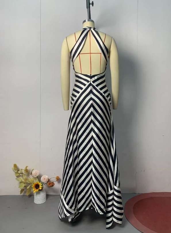Geometric Striped Maxi Dress image 5