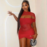 Cutout Bodycon Mini Dress - M, Red image