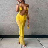 Cut-Out Halter & Sheer Maxi Dress image 3