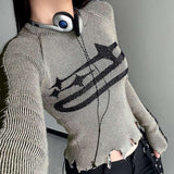 Fashion Distressed Knitted Top image 3