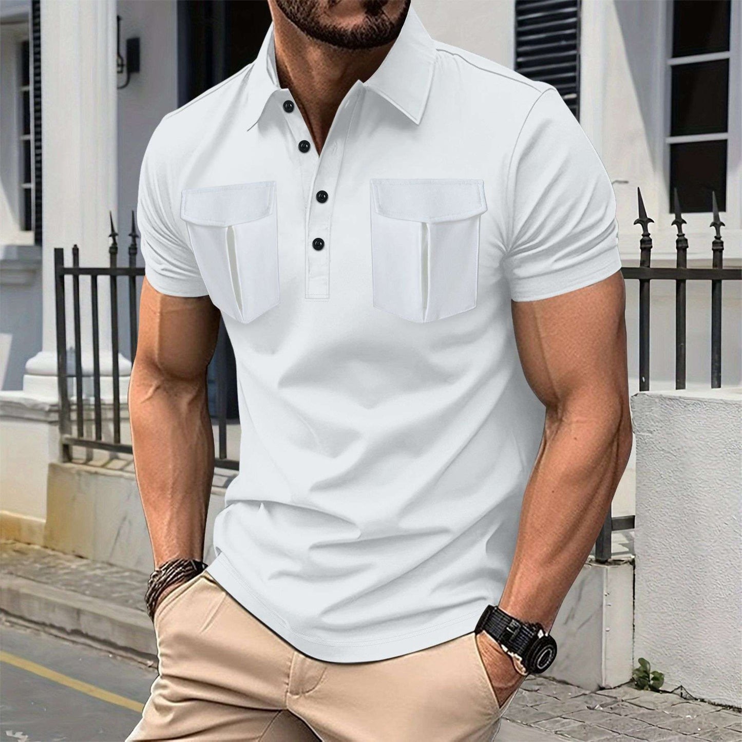 Short-Sleeve Casual Shirt - S, White image