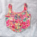 Floral Print Corset-Style Crop Top image 2