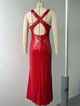 Sequin Maxi Dress with Floral Accent image 4