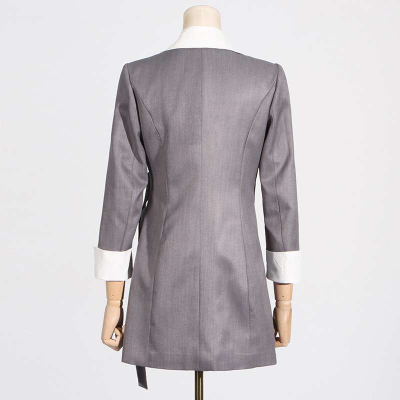 Notched Collar Long Sleeve Patchwork Blazers image 3