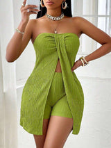 Textured Strapless Top and Shorts Set image 1
