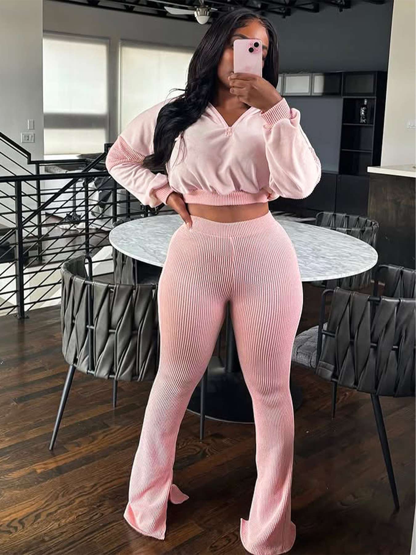 Two-Piece Set with Flared Pants & Hoodie image 4