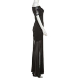 Off-Shoulder Mesh Black Dress image 6