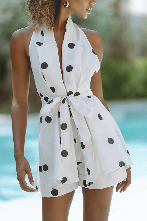 Chic Polka Dot Halter Top & Short Set image 3