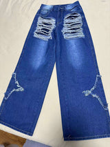 Distressed Wide Leg Jeans image 5