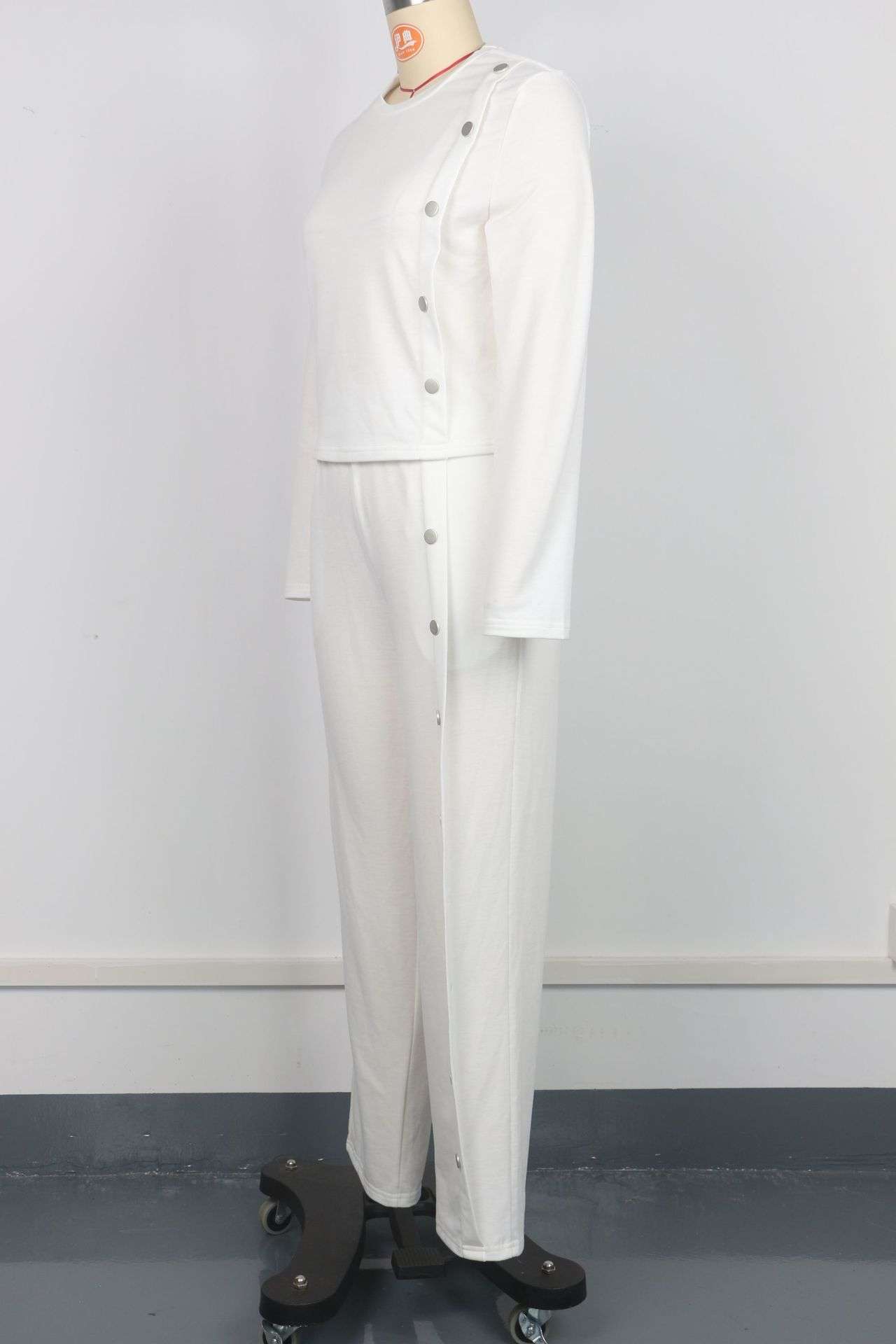 Button Fashion Long Sleeve Top and Pants Set image 5