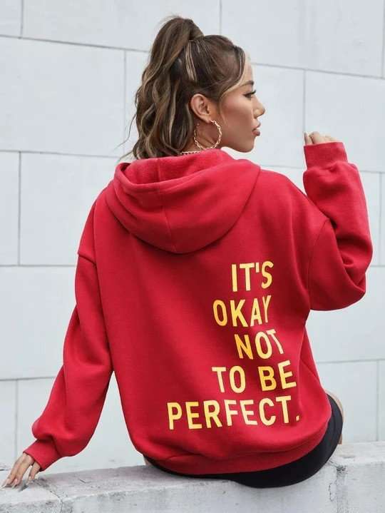 Oversized Hoodie OKAY NOT TO BE PERFECT - M, Red image