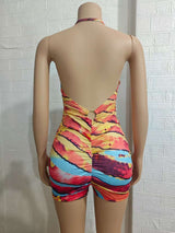 Abstract Tie-Front Halter Romper image 2