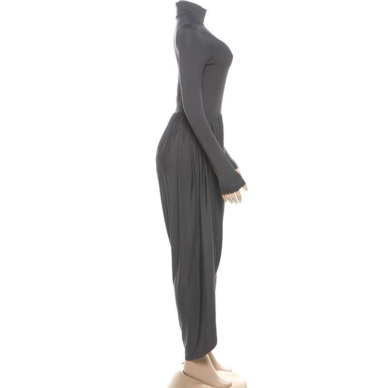 Chic Turtleneck Pleated Draped Jumpsuit image 5