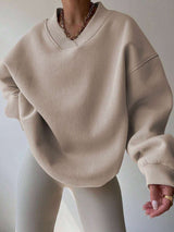 Crewneck Sweatshirt with Ribbed Details - S, Beige image
