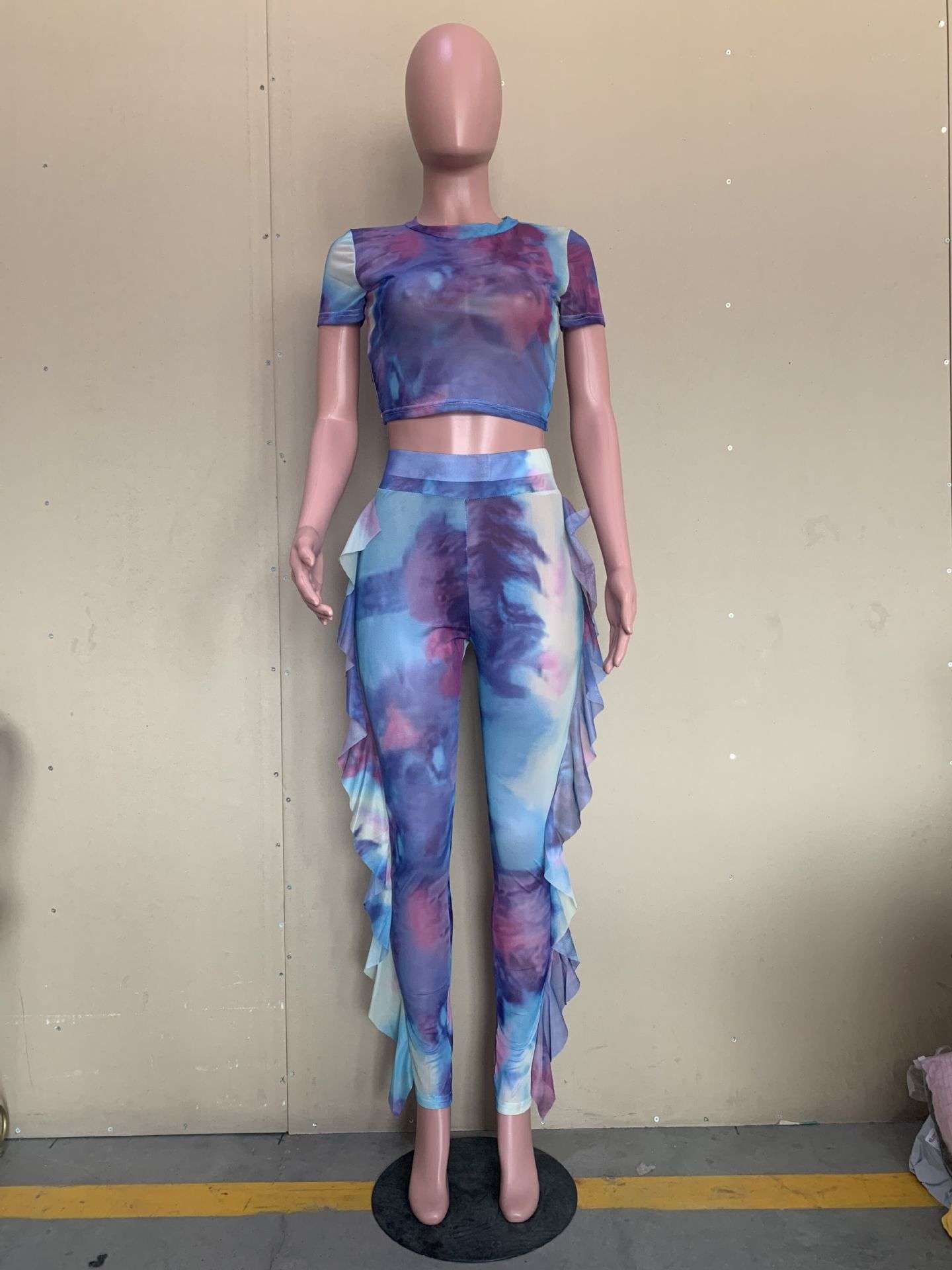 Vibrant Tie-Dye Ruffle Two-Piece Set image 2