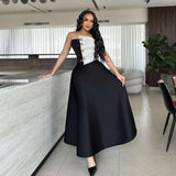 Strapless Colorblock Maxi Dress - M, Black image