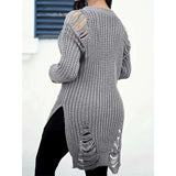 Long Sleeve Ripped Casual Loose Pullover Sweater image 7