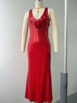 Sequin Maxi Dress with Floral Accent image 5