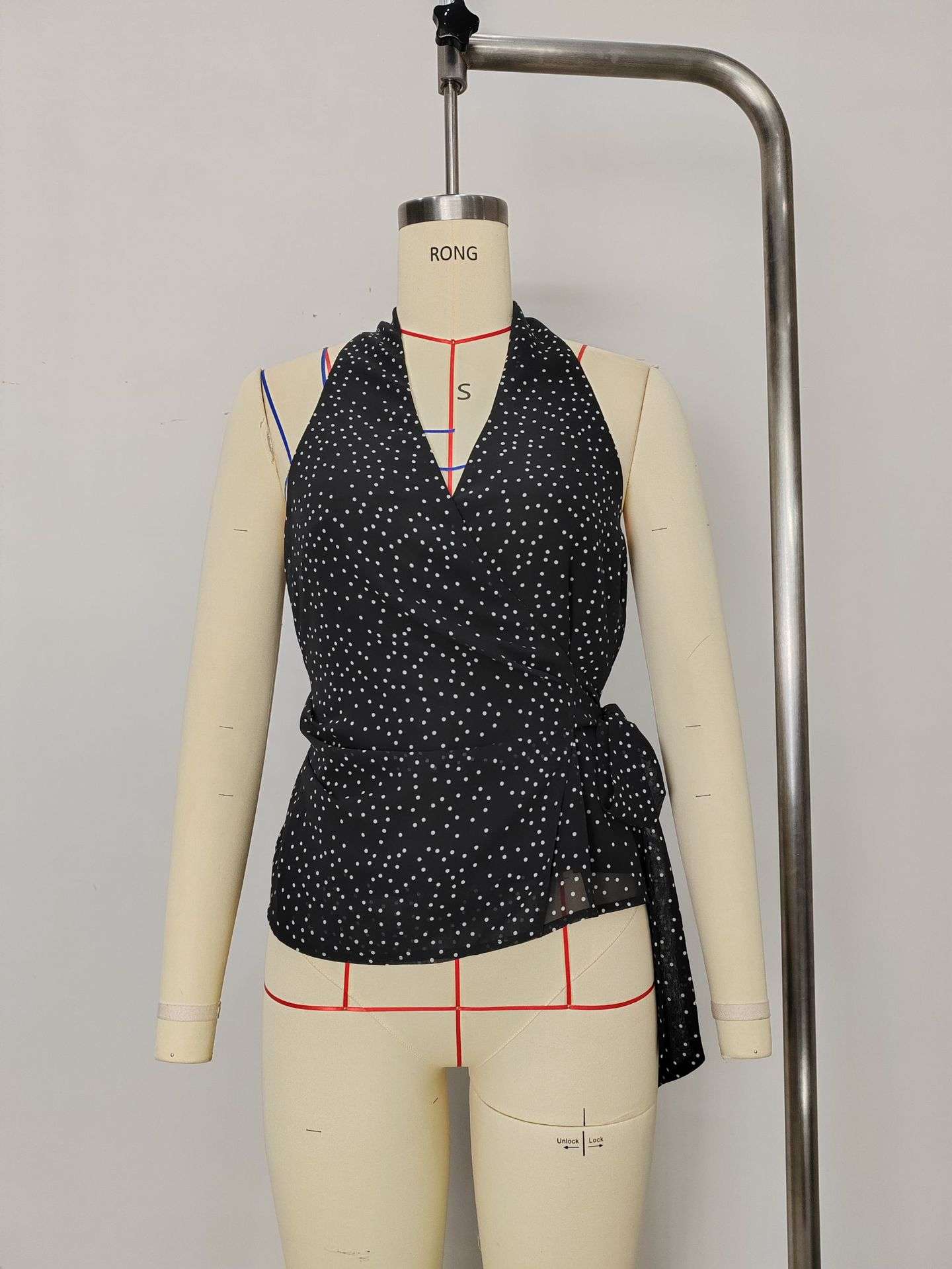 Polka Dot Wrap Top with Tie Detail image 3