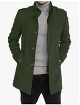 Stand Collar Long Sleeve Mens Trench Coat image 5