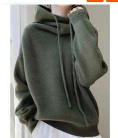 Turtleneck Hooded Loose Sweater image 3