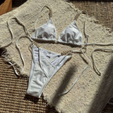 Pearl Strap Cut-Out Bikini Set image 6