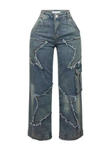 Star Embroidery Wide Leg Baggy Cargo Pants image 5