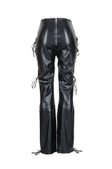Faux Leather Lace-Up Cargo Pants image 4