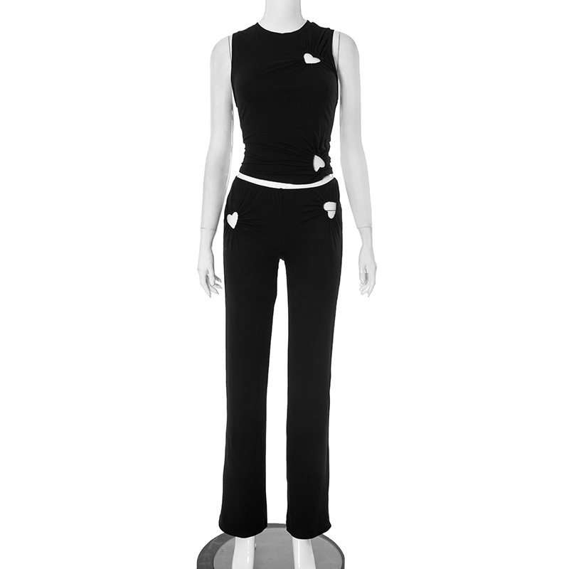 Heart Cutout Two-Piece Set - L, Black image