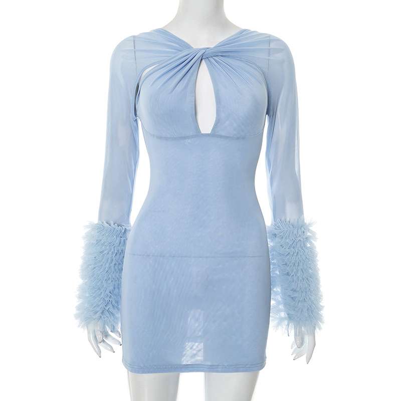 Bodycon Dress with Sheer Sleeves image 3