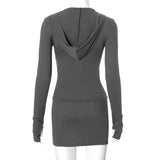 Ribbed Hooded Crop Jacket Skirt Set image 3