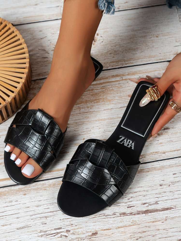 Elegant Slide Sandals - 7, Black image