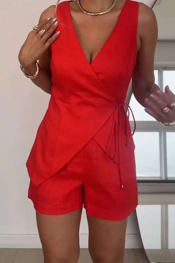 Wrap-Front Top with Shorts image 5