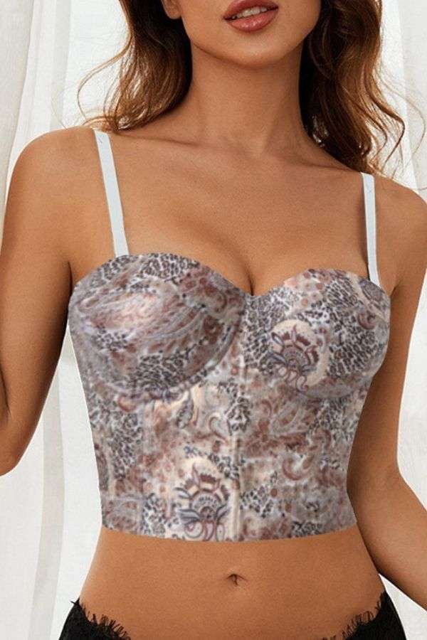 Elegant Paisley Print Top - M, Multi Brown image