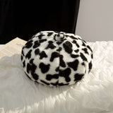 Winter Women Fashion Cow Plush Beret - Free Size, Black image